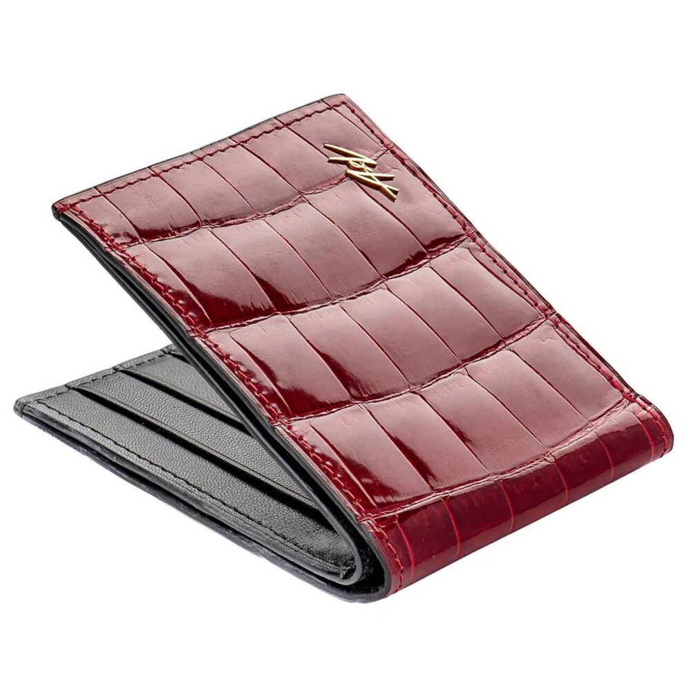 Elegant Alligator Leather Wallet – Giftable Lacquer Red Color